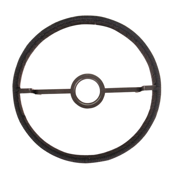 Bovenaanzicht van de geweven lampenkap met focus op de E27-fittinghouder.