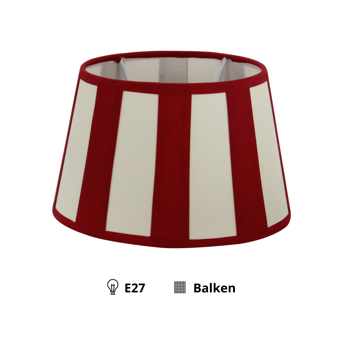 Pantalla de lámpara Variada - Ovalada - Roja con Rayas - Ø20, Ø22 o Ø26 cm