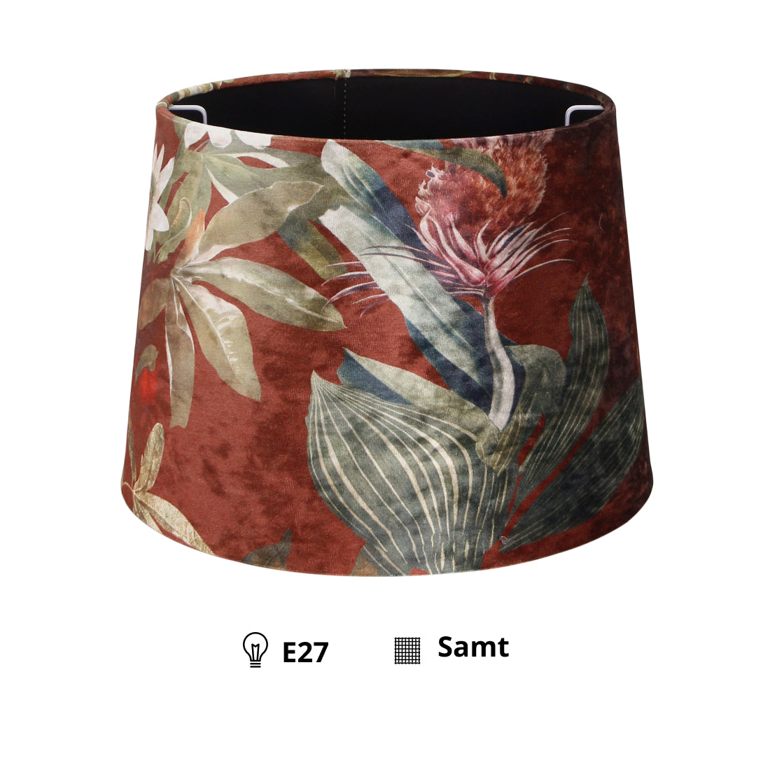 Various Nostalgie Lampshade (Flower) - Drum - Ø20 cm or Ø35 cm - Velvet - E27
