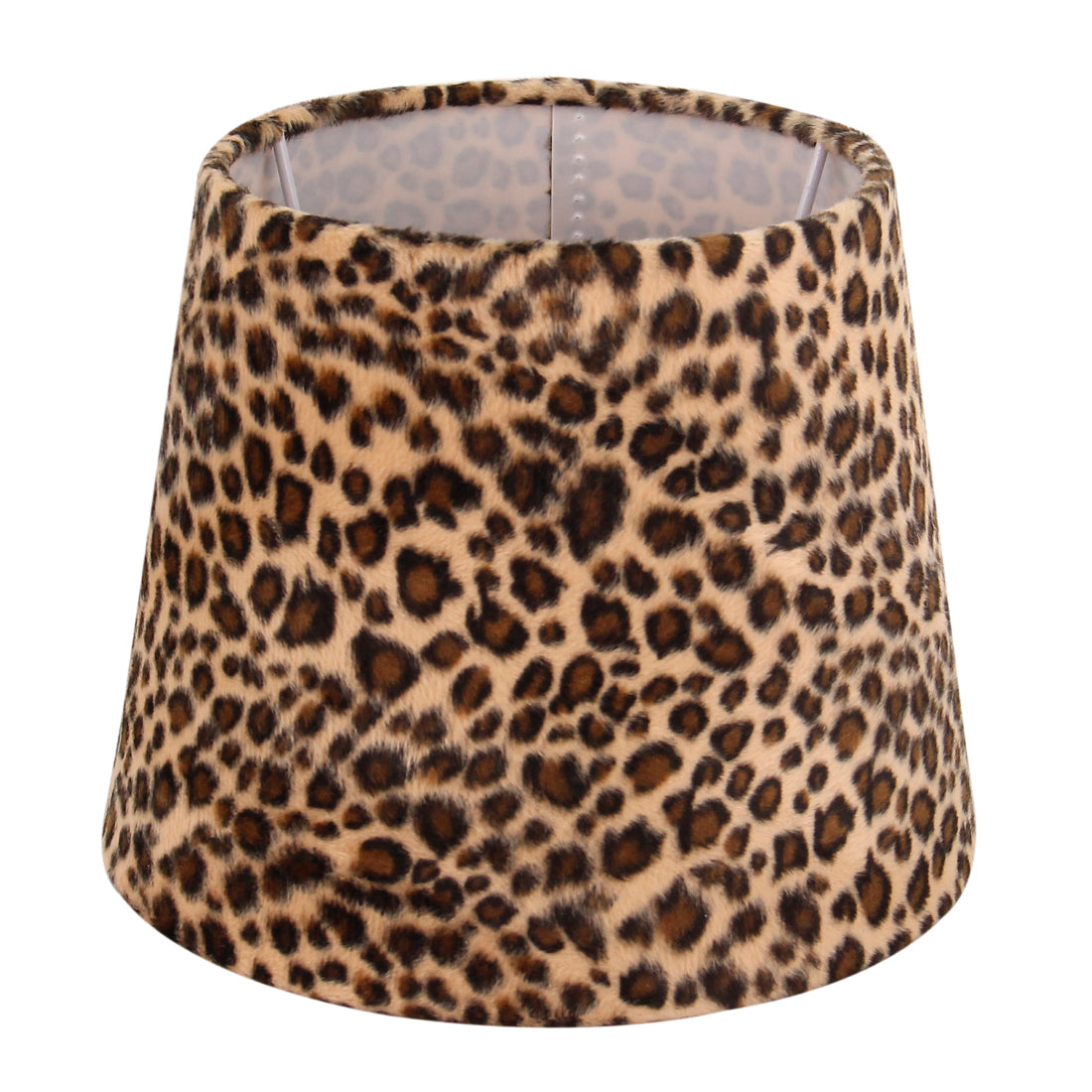 Ronde drum-lampenkap van zacht fluweel met een warme panterprint.