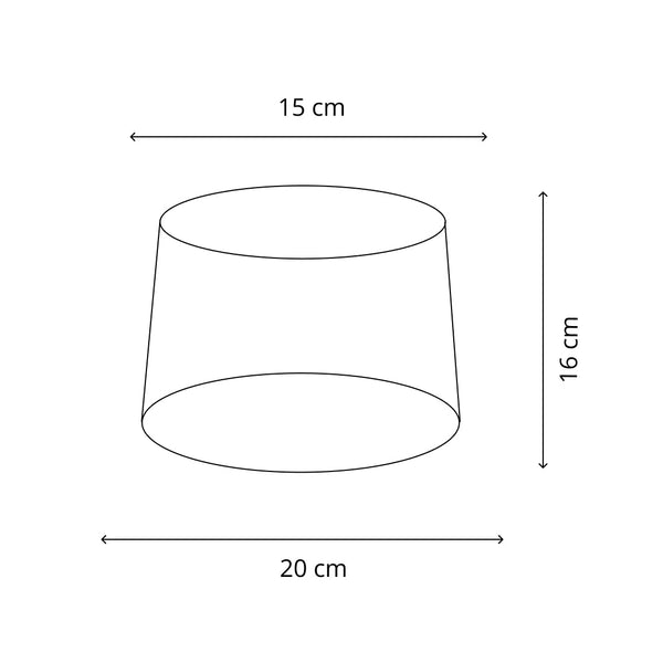 Overzicht van de twee beschikbare maten (20 cm en 35 cm) van de Various fluwelen lampenkappen naast elkaar.
