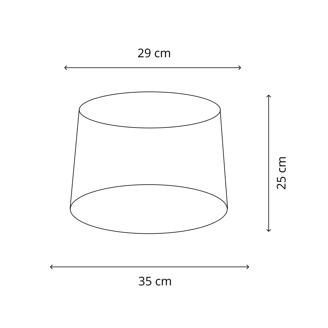 Maatindicatie van een panter kapje van 35 cm.