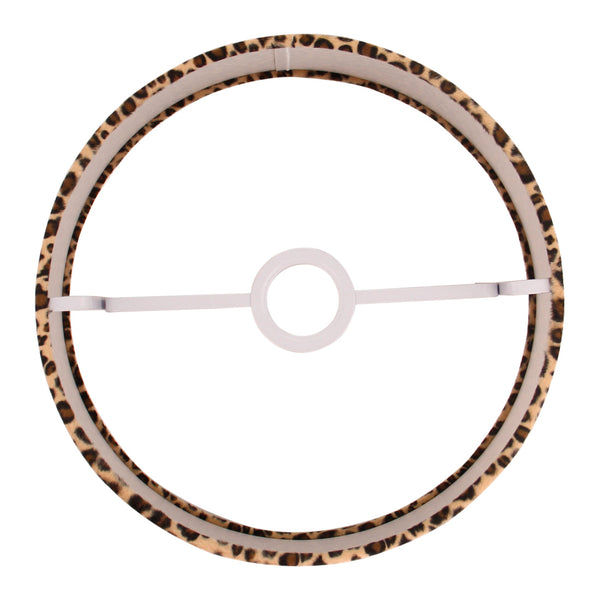 Bovenaanzicht van de ronde lampenkap met zichtbare E27 fittinghouder en stoffen binnenzijde.