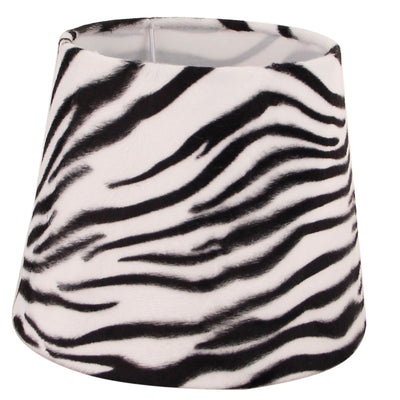 Ronde drum-lampenkap met zwart-wit zebrapatroon van zacht fluweel.