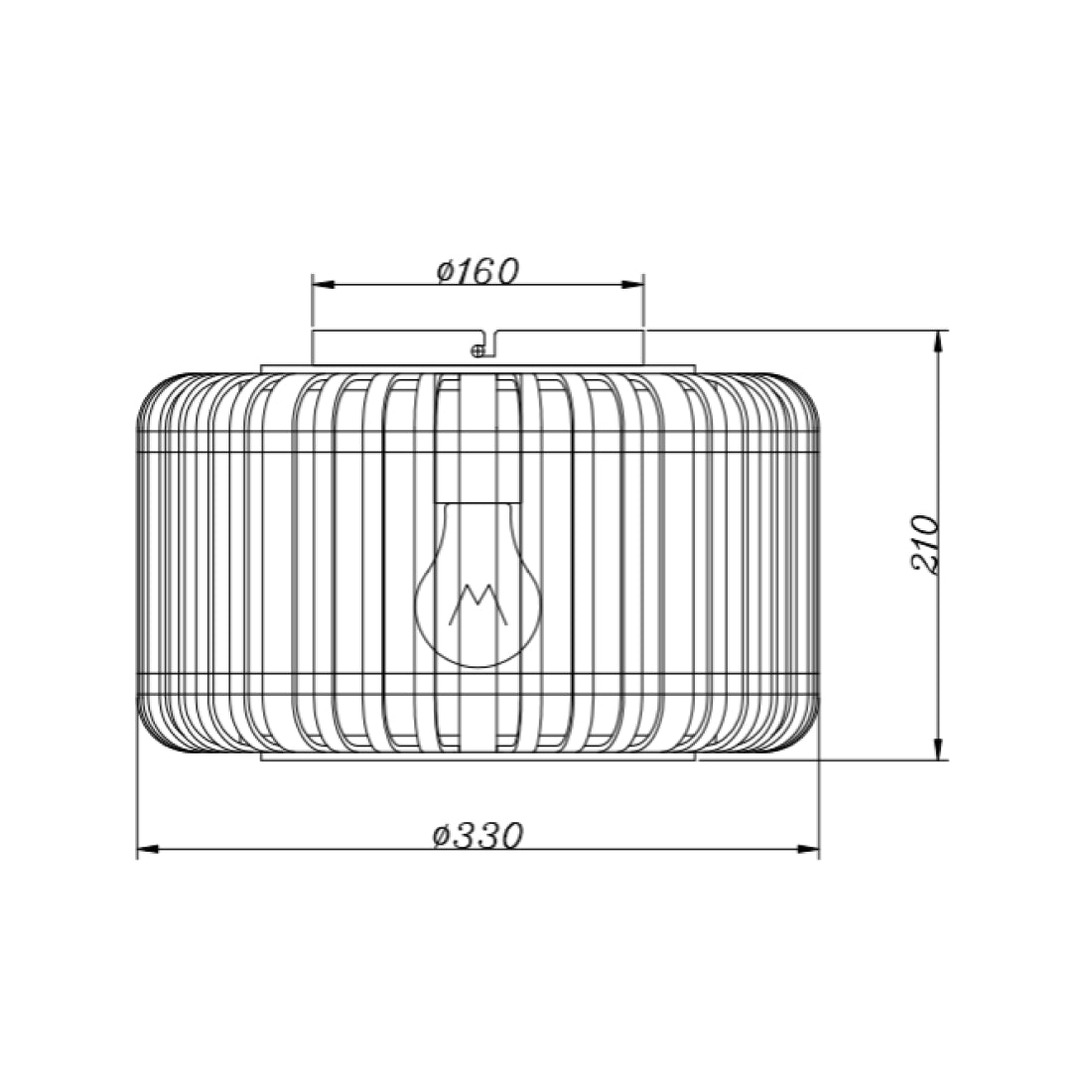 Lampada da soffitto in rattan vari – Ø33 o 40 cm – 1 fiamma - Nero – Materiale naturale – E27