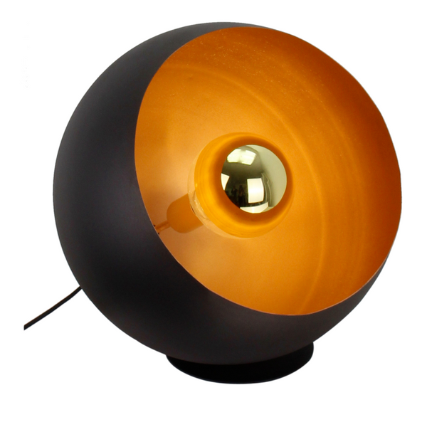 Chericoni Occhio Stehlampe Schwarz Ø40 cm mit goldfarbener Innenseite