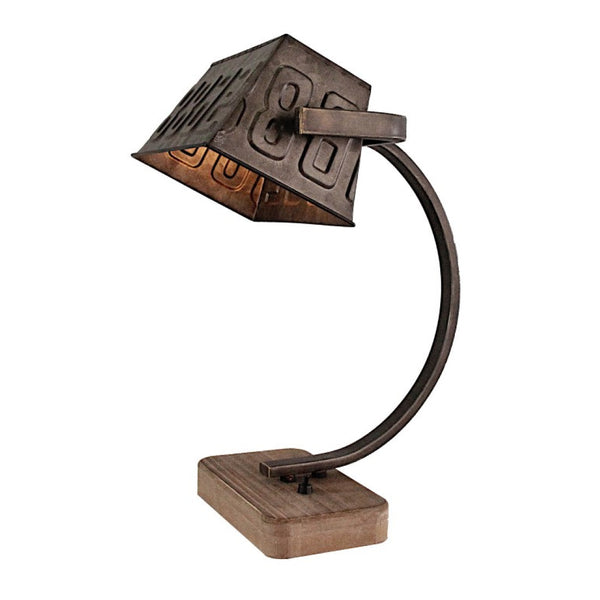 Tischlampe mit Holz- und Metallkombination für warmes Licht