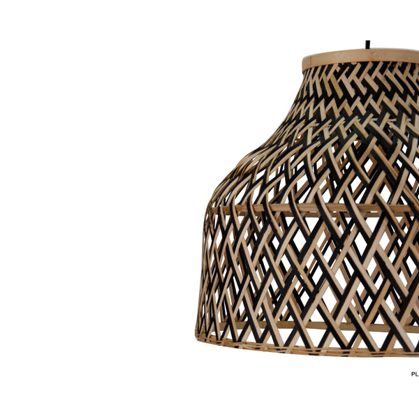 Various Weaving Hängeleuchte – Natur/Schwarz Nahaufnahme Lampenschirm