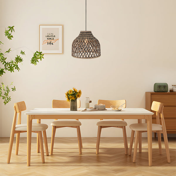 Various Weaving Hängeleuchte – 1-flammig – Bamboe – Natur/Schwarz – Frontansicht