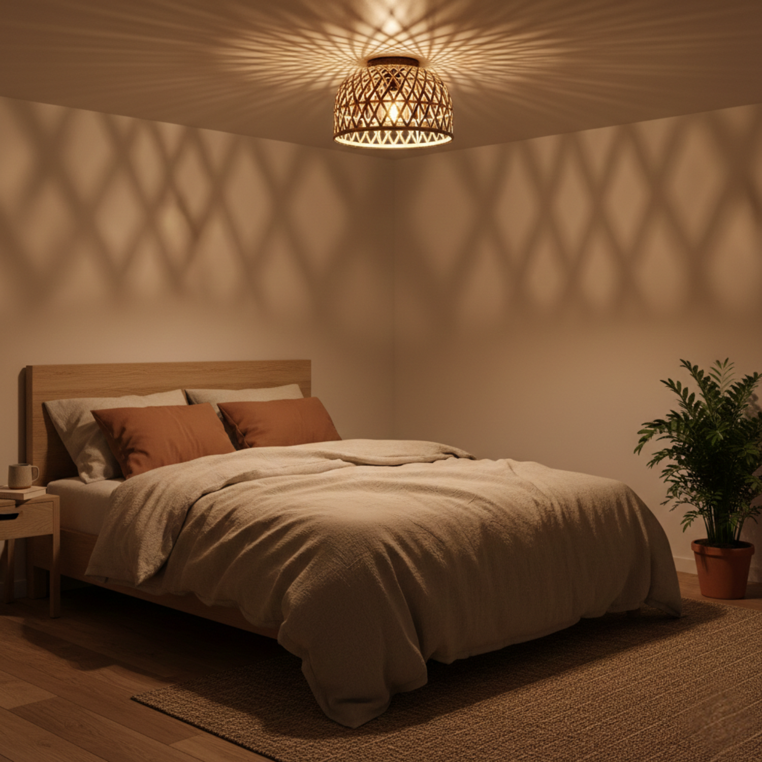 Various Weaving Ceiling Lamp - Bamboo - Ø47 cm - Natural and Black