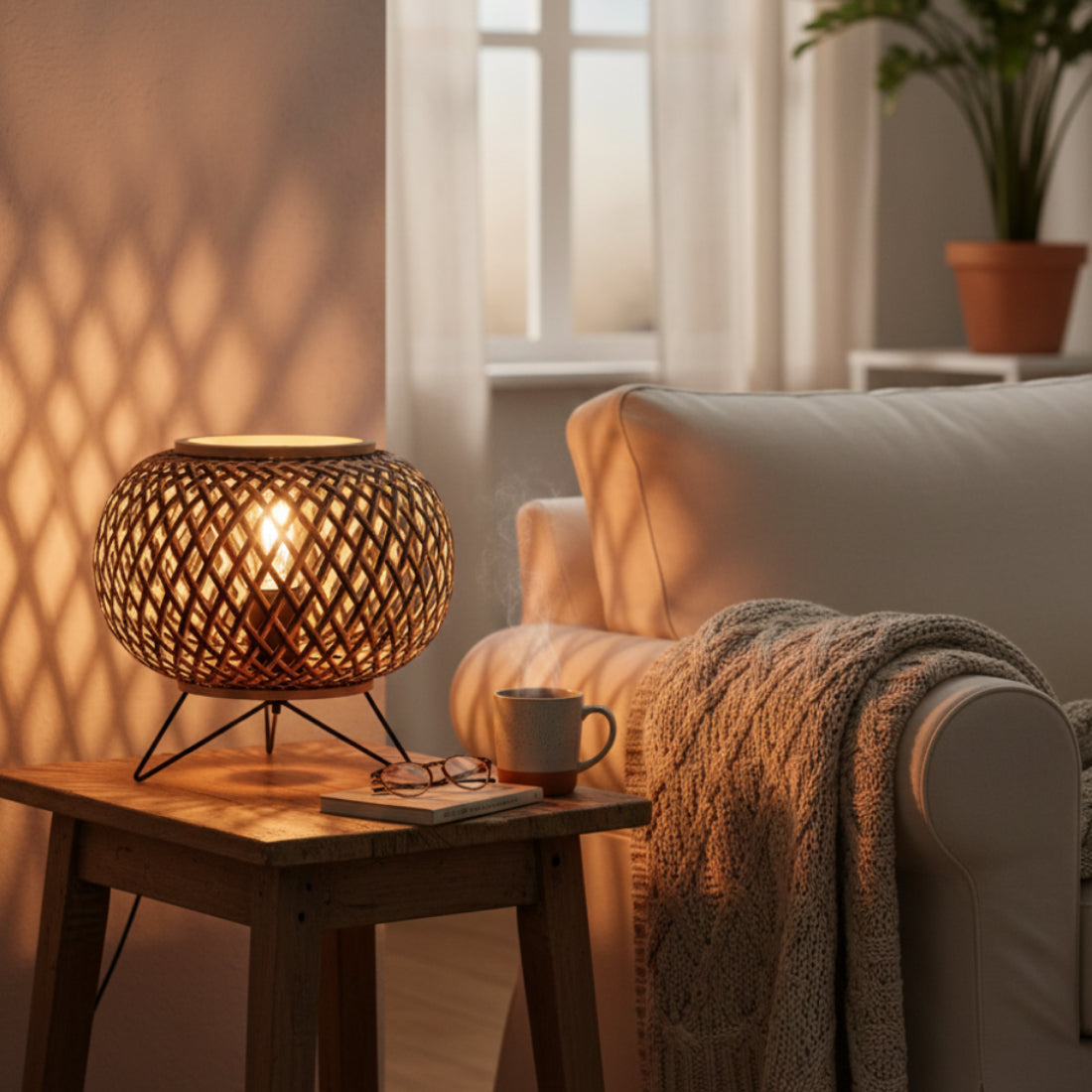 Various Weaving Table Lamp - Bamboo/Metal - Ø28 cm - 1 light - E27