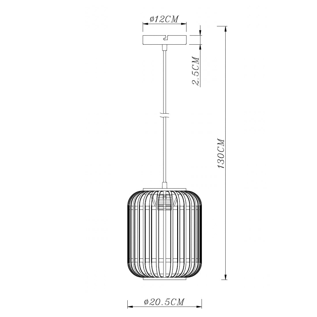 Detailaufnahme der schwarzen Bambusstruktur der Various Woven Hängelampe