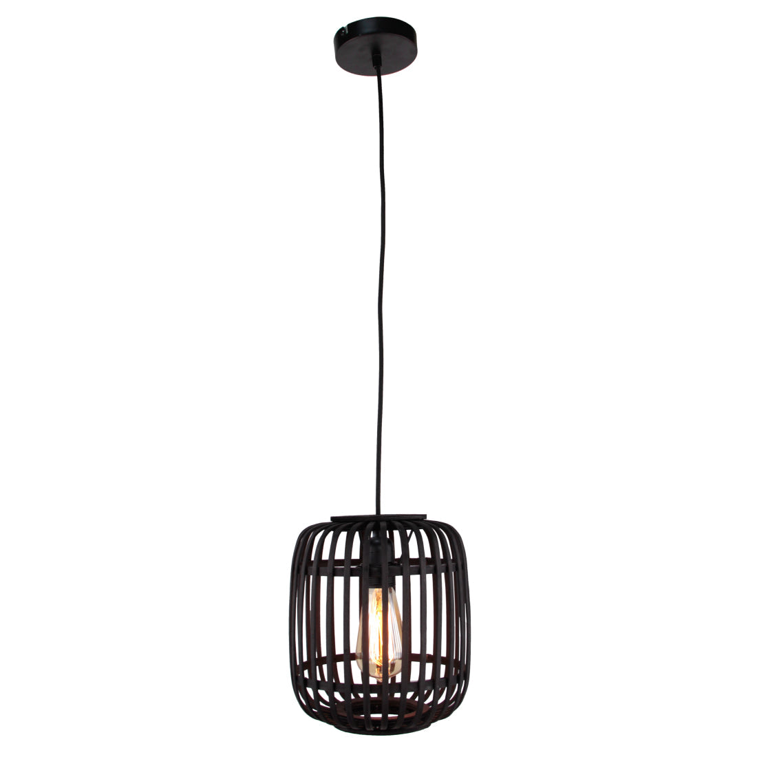 Various Woven Hängelampe 1-flammig Ø22 cm aus schwarzem Bambus