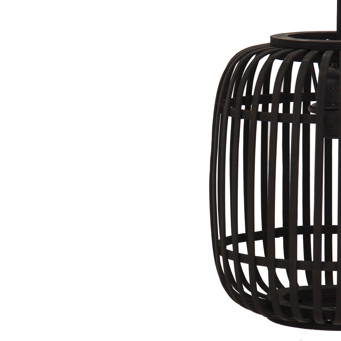 Minimalistische schwarze Bambus Hängelampe – Wohnzimmer- oder Küchenbeleuchtung