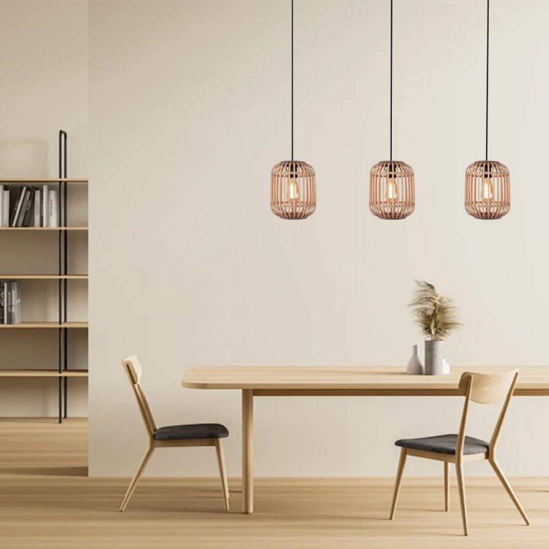 Detailaufnahme der offen gewebten Lampenschirme der Various Woven Hängelampe