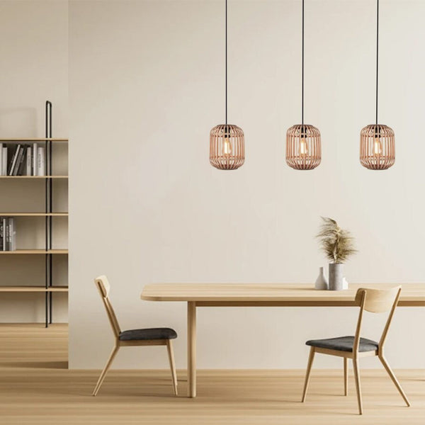 Detailaufnahme der offen gewebten Lampenschirme der Various Woven Hängelampe