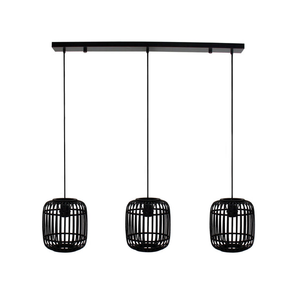 Stimmungsvolle Hängelampe über dem Esstisch – Various Woven 3-flammig Schwarz
