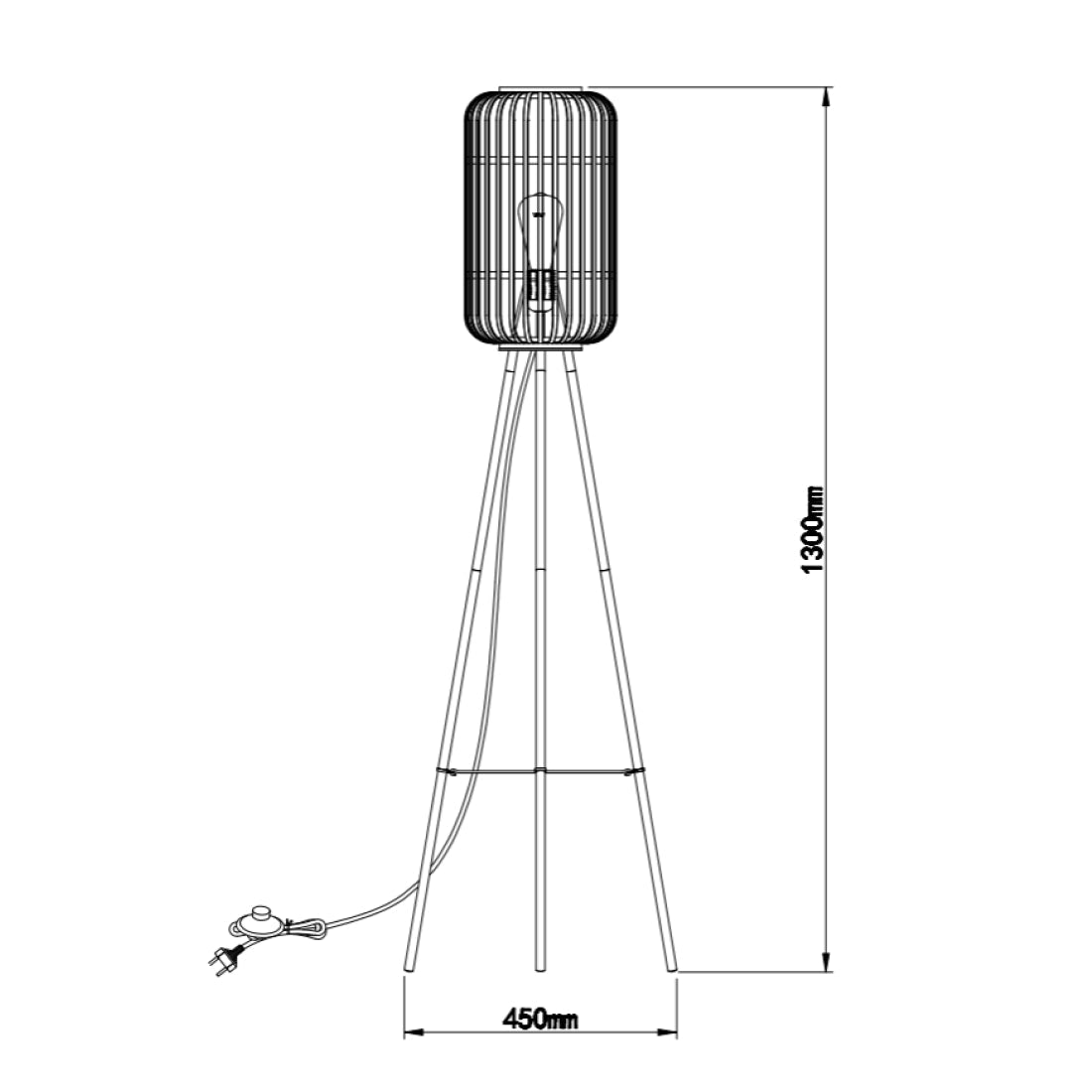 Höhenverstellbare Stehleuchte mit E27-Fassung für LED, Halogen oder Smart-Home-Lampen