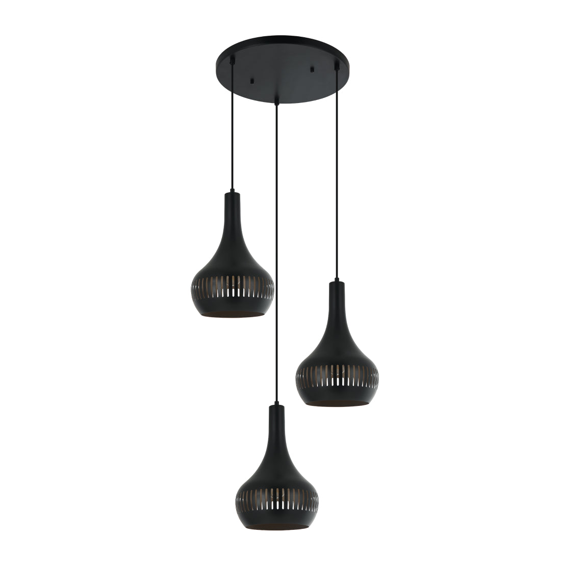 De Various Canna hanglamp in zwart 3 kappen op verschillende hoogtes. Een moderne, stijlvolle hanglamp die een eigentijdse uitstraling biedt voor elk interieur.