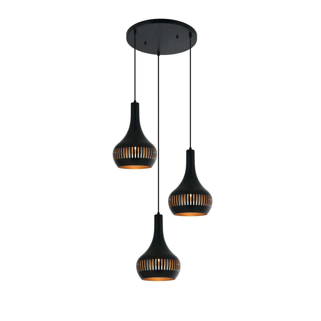 De Various Canna hanglamp in zwart 3 kappen op verschillende hoogtes. Een moderne, stijlvolle hanglamp die een eigentijdse uitstraling biedt voor elk interieur.