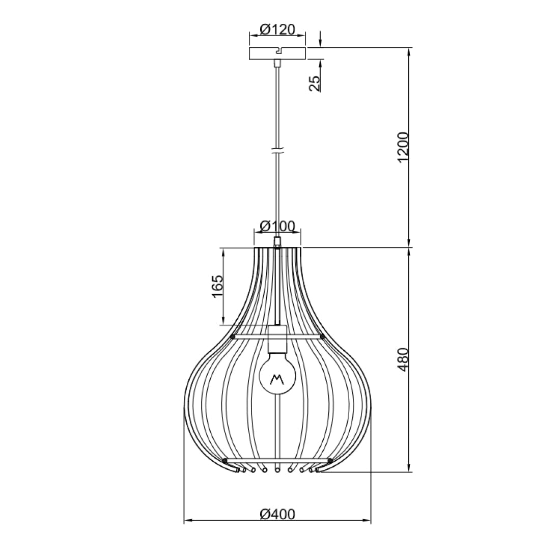 Moderne schwarze Cipolle Pendelleuchte – 1-flammig für elegantes Raumambiente