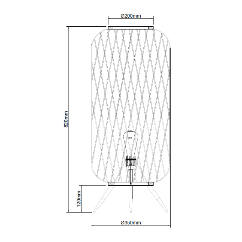 1-flammige Various Cross Stehlampe aus Bambus, Ø35 cm, schafft gemütliche Wohnatmosphäre.