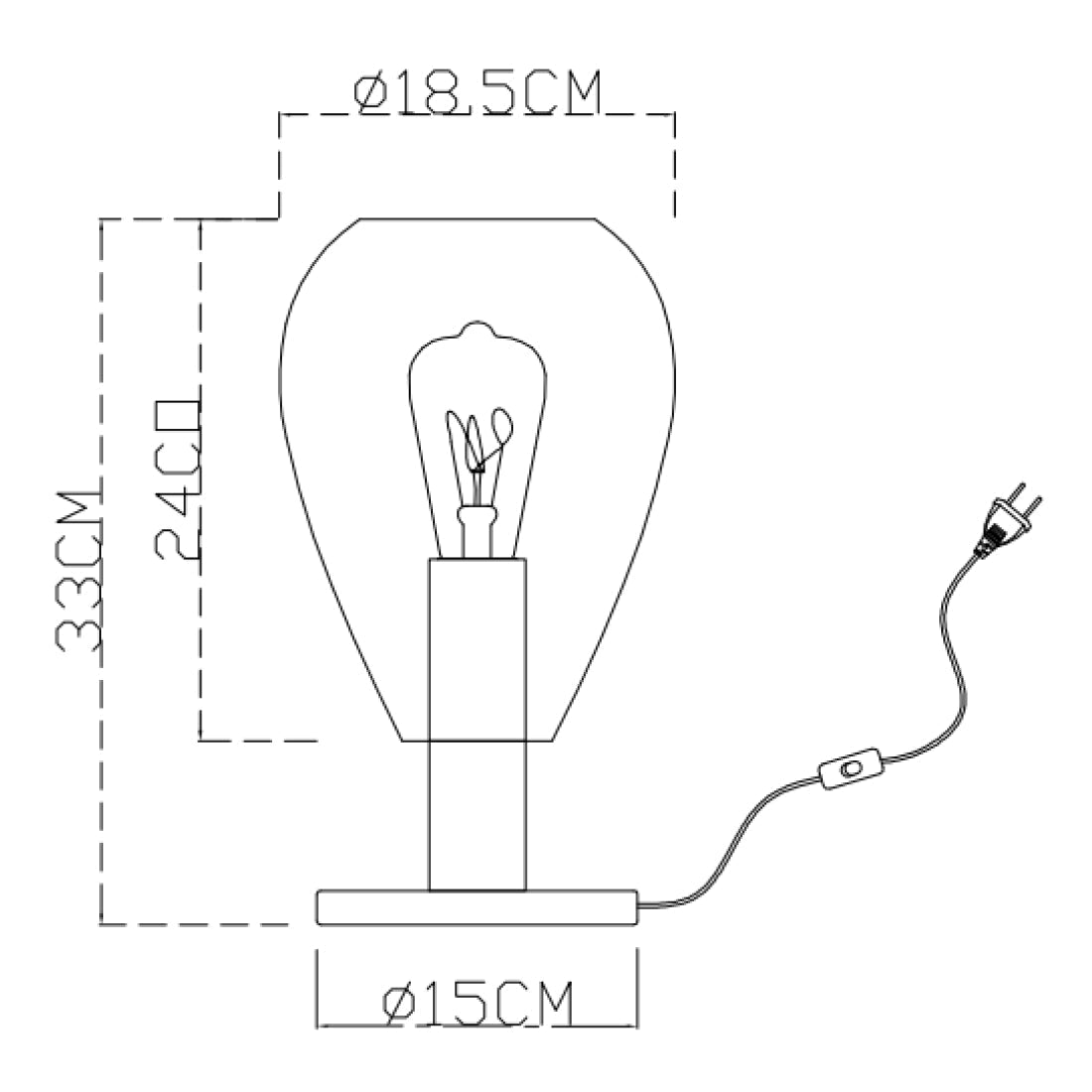 Gary tafellamp van Various, 1 lichts, Ø18,5 cm, stijlvol met glas en zwart-metaal.