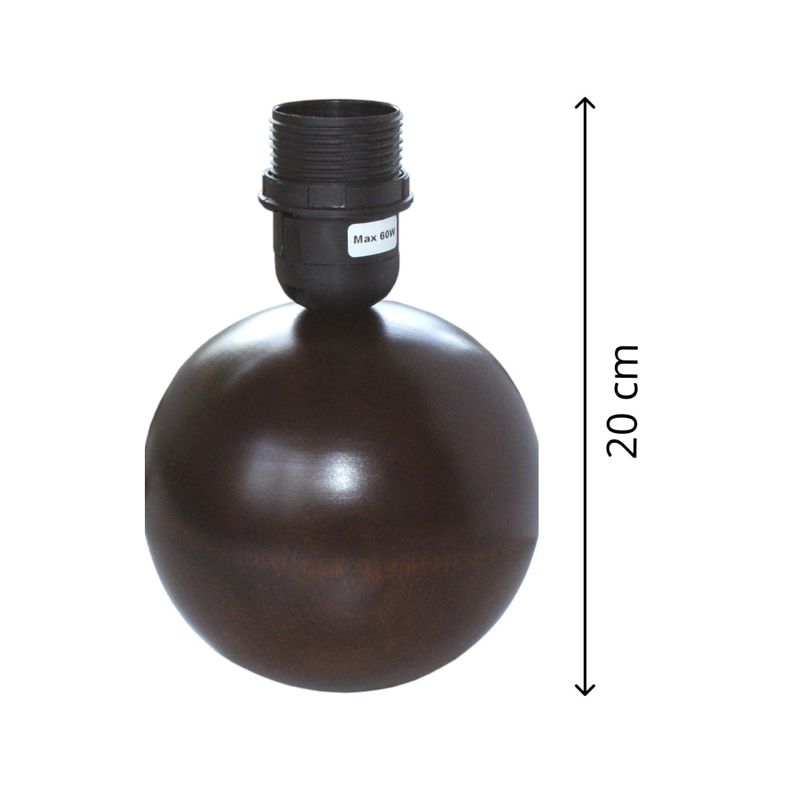 De Various Kugel lampenvoet in donkerbruin is 20 cm hoog. Combineer met een lampenkap die bij jouw interieur past!