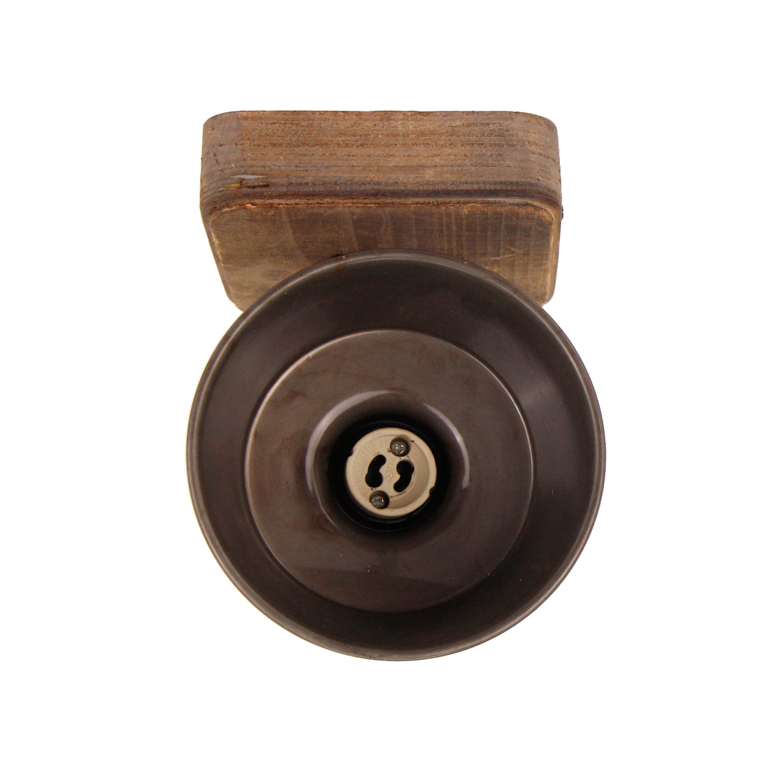 Max plafondlamp van Various, 1 lichts, Ø12 cm, stijlvolle, zwart black steel spot met vintage hout.