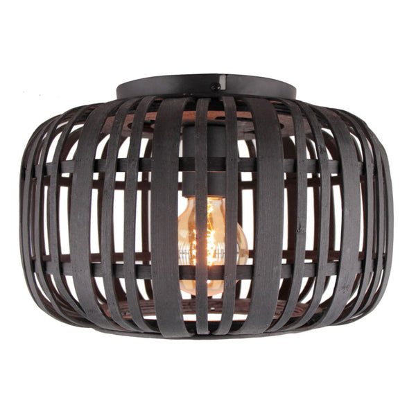 Plafondlamp van Various met zwart rattan design en E27 fitting.