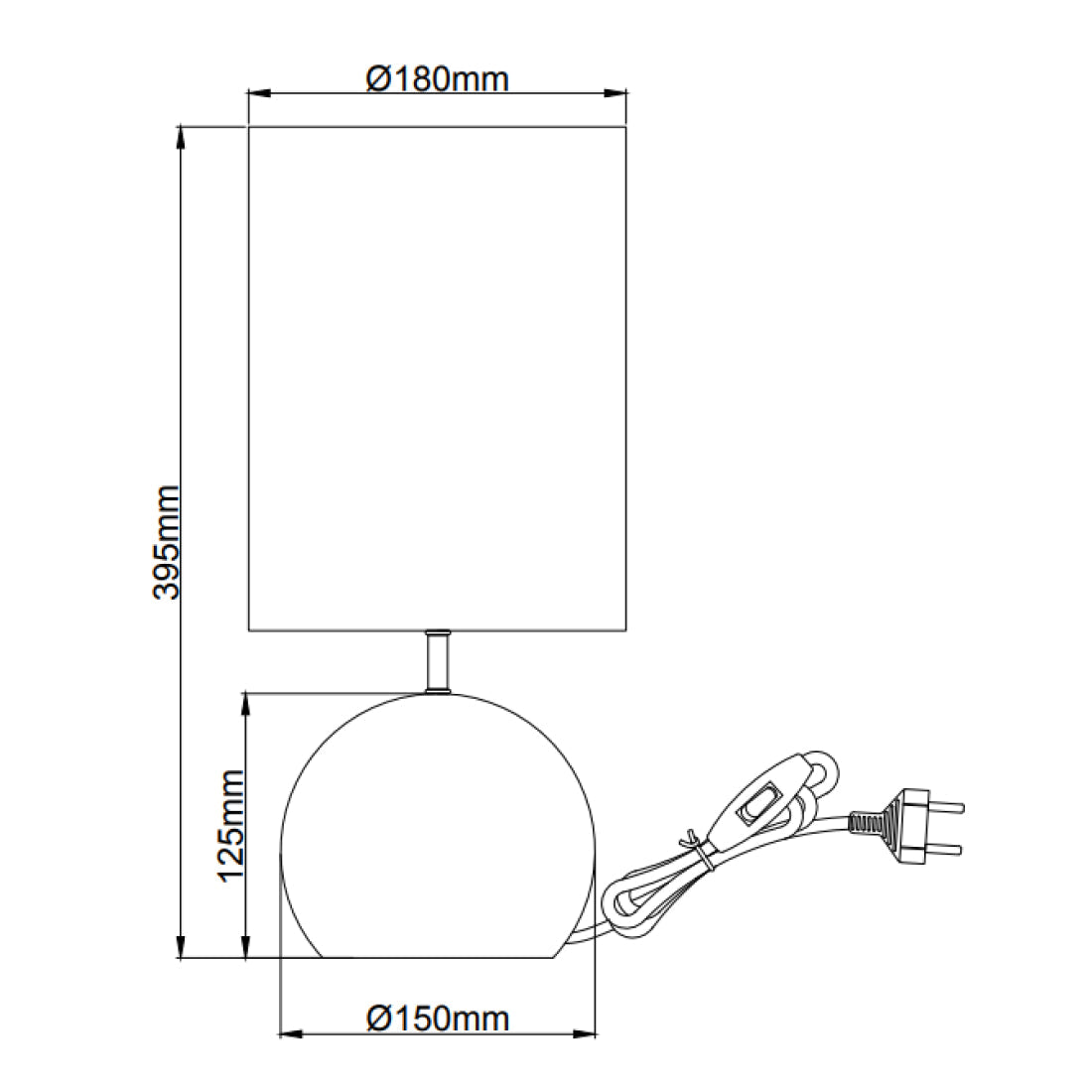 Stilvolle Kugelfuß-Tischlampe Porto – Wahlweise in Schwarz oder Taupe, modern und zeitlos.