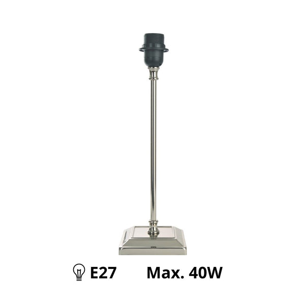 De Various T-80 lampenvoet in nikkel is 41 cm hoog. Combineer met een lampenkap die bij jouw interieur past!