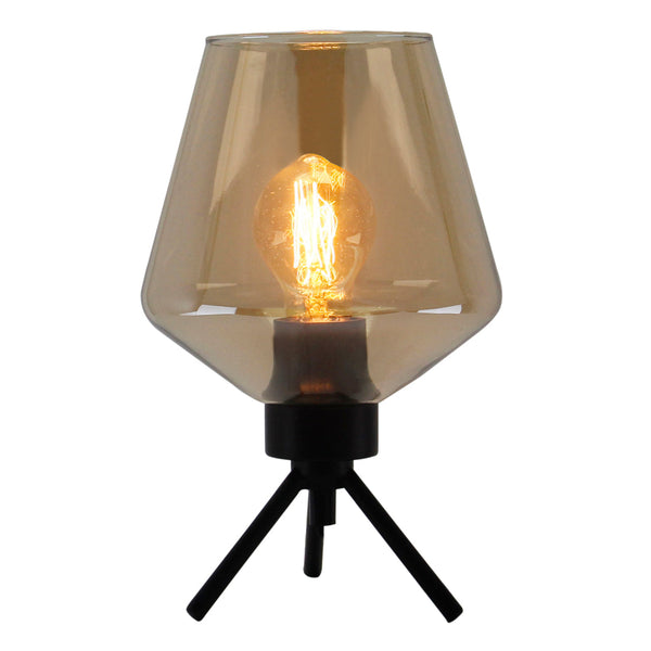 Various Tris Tischlampe mit schwarzem Amberglas und E27-Fassung
