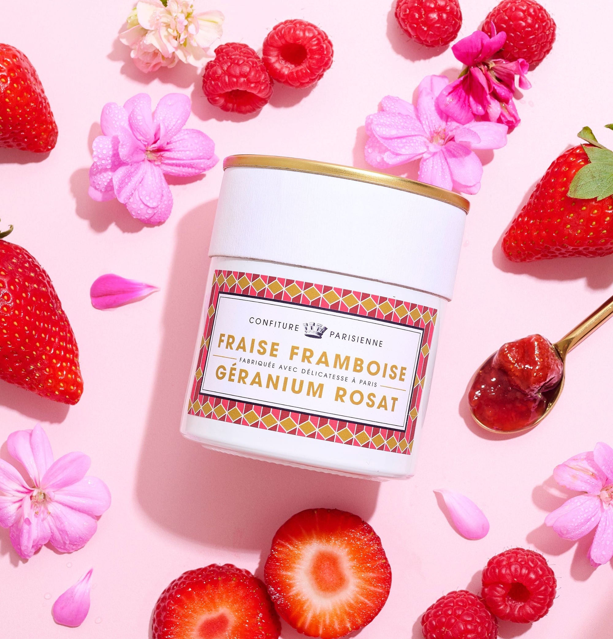 Confiture Parisienne - Fraise Framboise Géranium Rosat