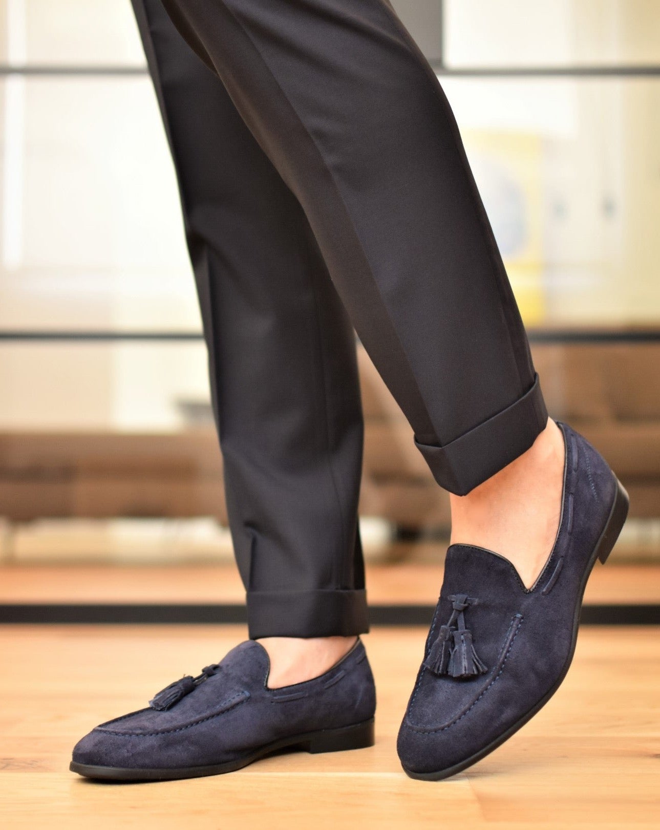 VULCANO - Marineblauwe Suède