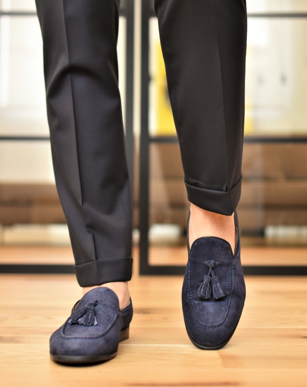 VULCANO - Marineblauwe Suède