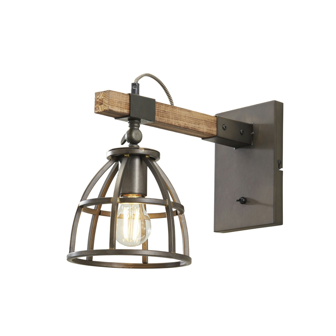 Chericoni Aperto wandlamp Ø18 cm gemonteerd boven een zithoek, die een warme industriële sfeer creëert.