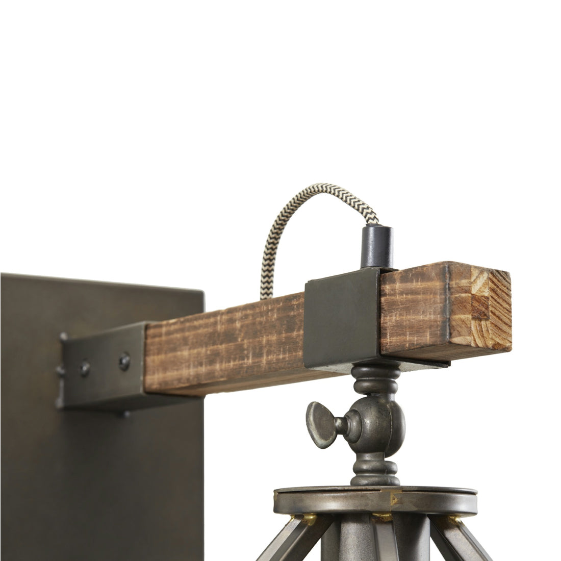 Various Frame Wall Light – Industrial Design in Metal & Wood – Ø18 cm – E27 Socket