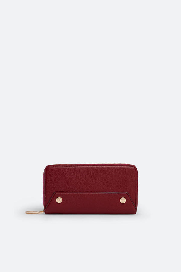 Billetera Amplia con Cremallera Roja