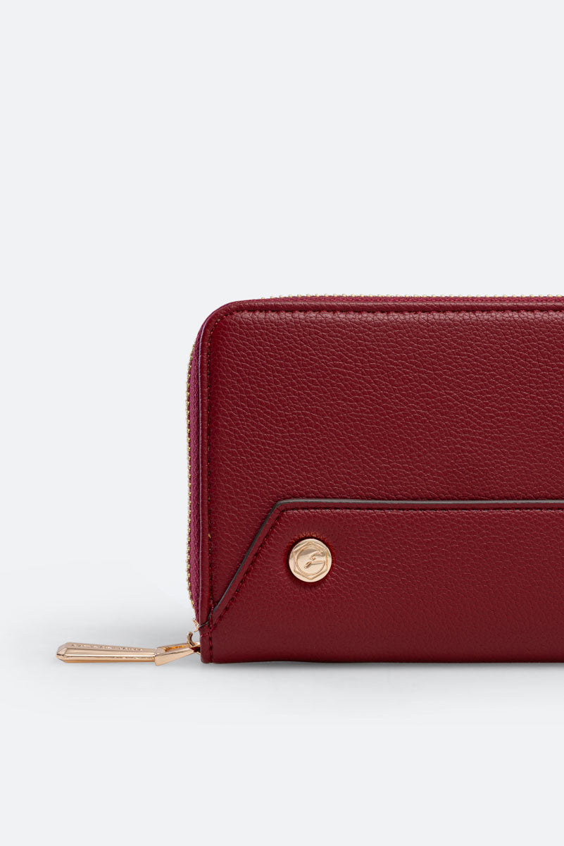 Billetera Amplia con Cremallera Roja