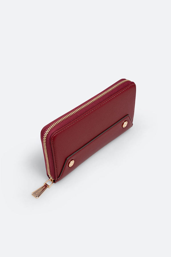 Billetera Amplia con Cremallera Roja