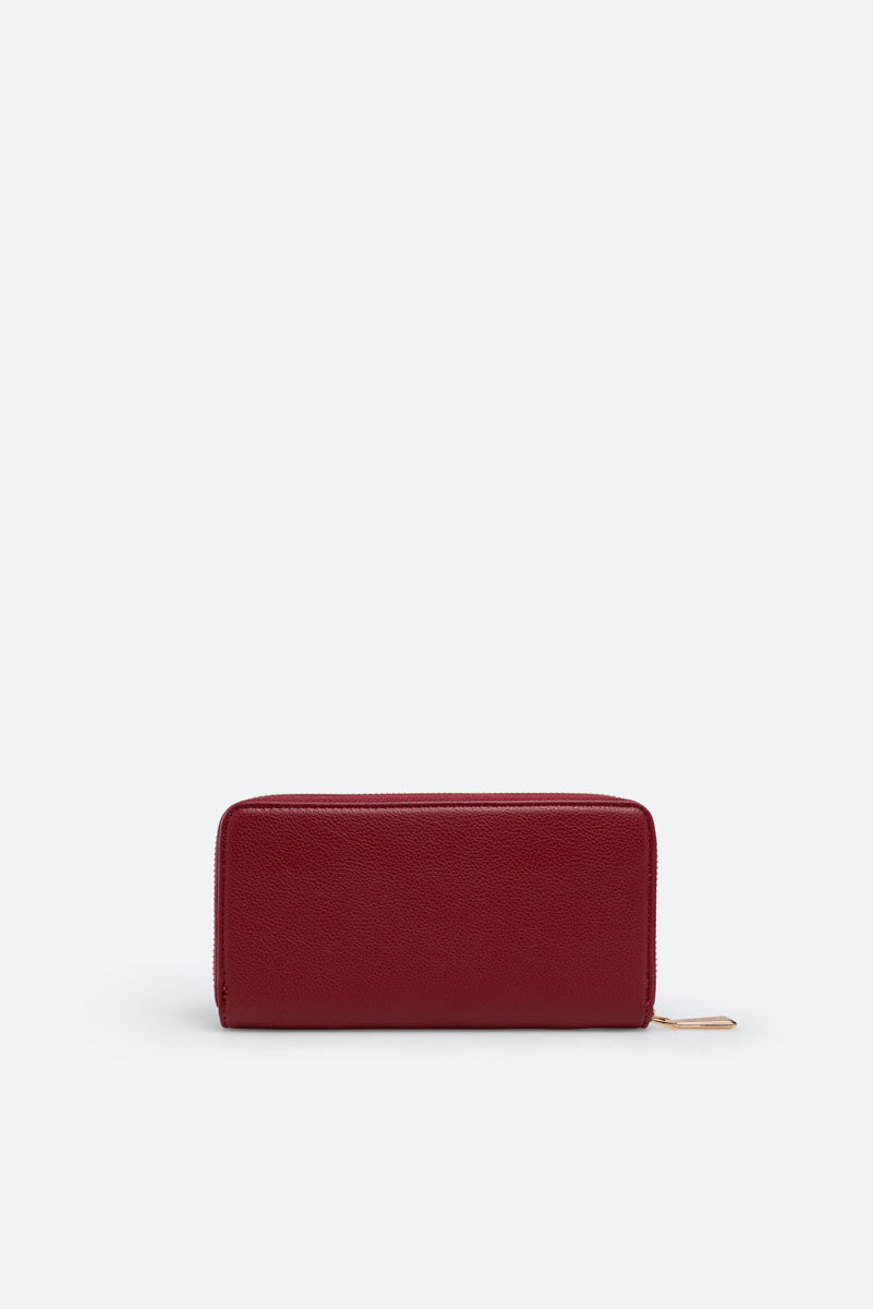 Billetera Amplia con Cremallera Roja