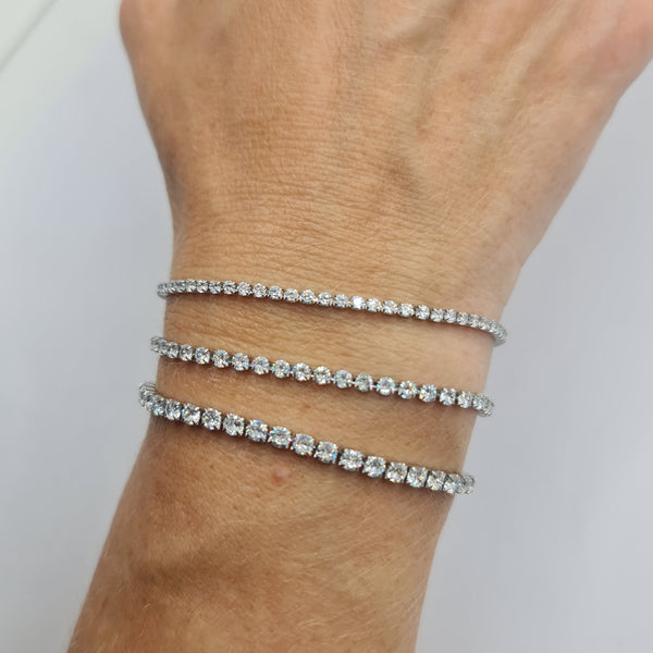 Tennis Bracelet in Steel with White Zirconia 3.00 mm