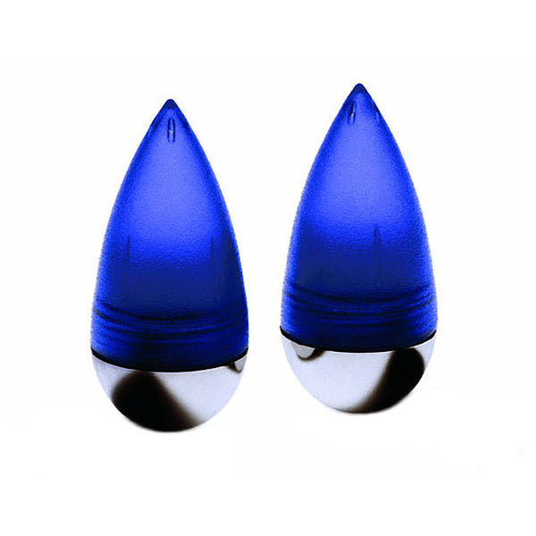 MENHIR - pair of tilting salt and pepper shakers, Blue - SERAFINO ZANI