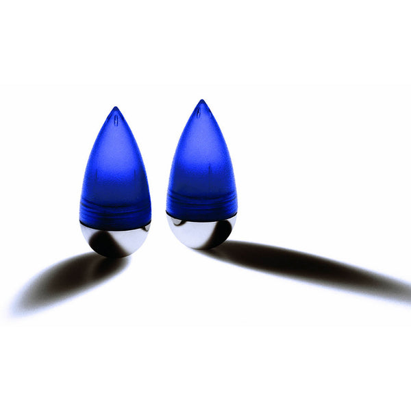 MENHIR - PAIR OF TILTING SALT AND PEPPER SHAKERS BLUE - SERAFINO ZANI