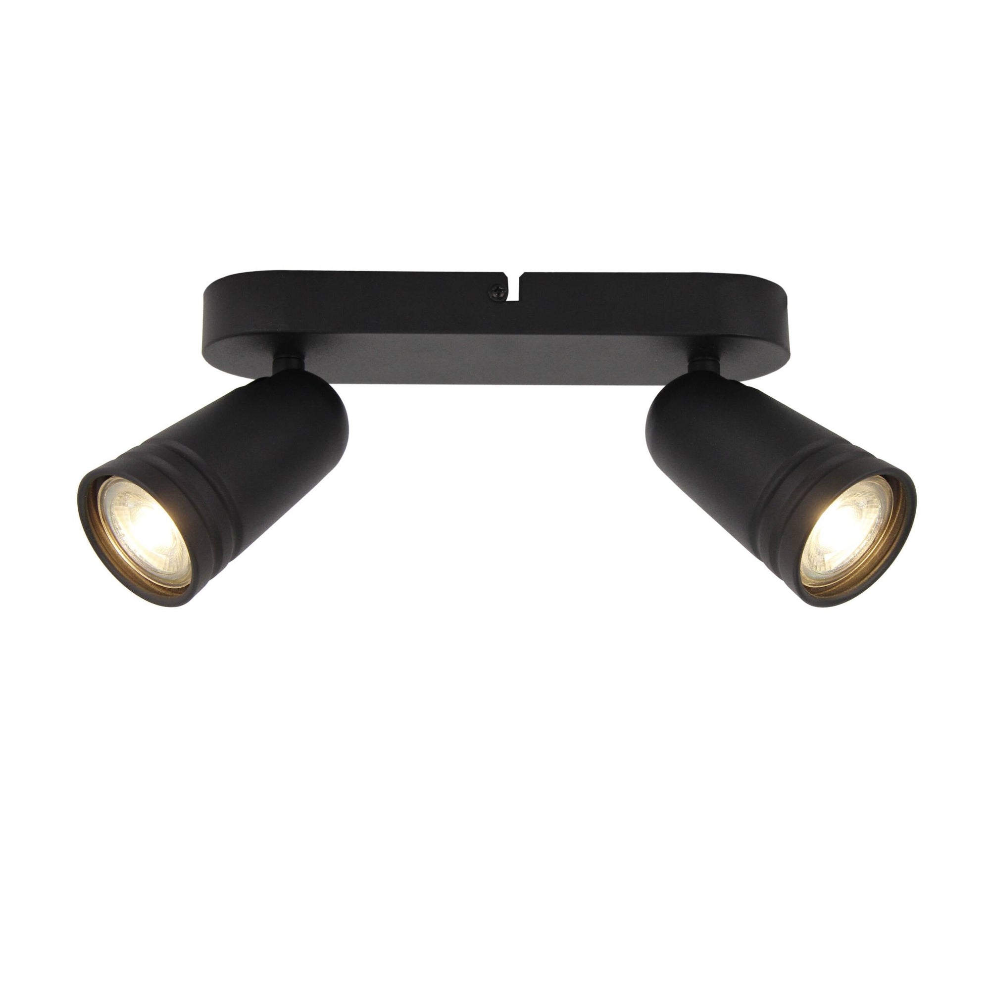 Zwarte Chericoni Spero plafondspot met 2 GU10 lichtbronnen en strak design.