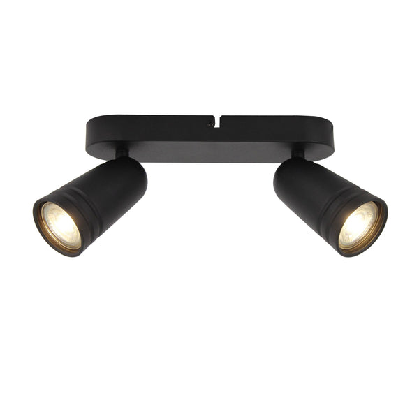 Zwarte Chericoni Spero plafondspot met 2 GU10 lichtbronnen en strak design.