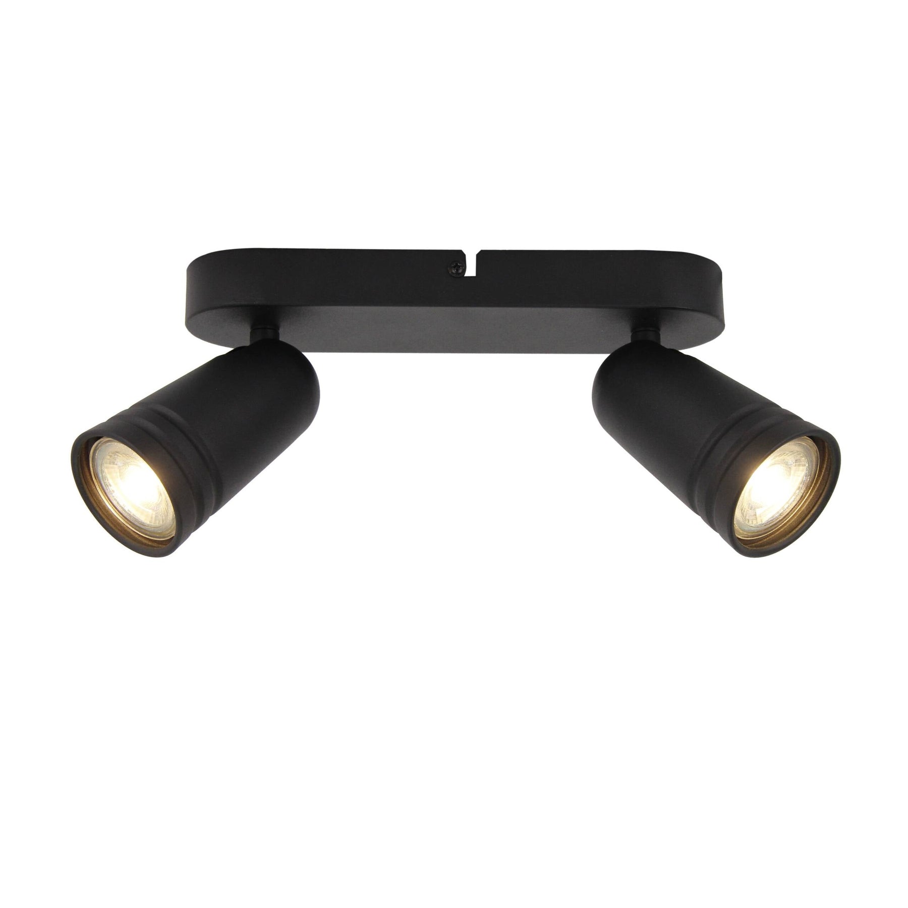 Zwarte Chericoni Spero plafondspot met 2 GU10 lichtbronnen en strak design.
