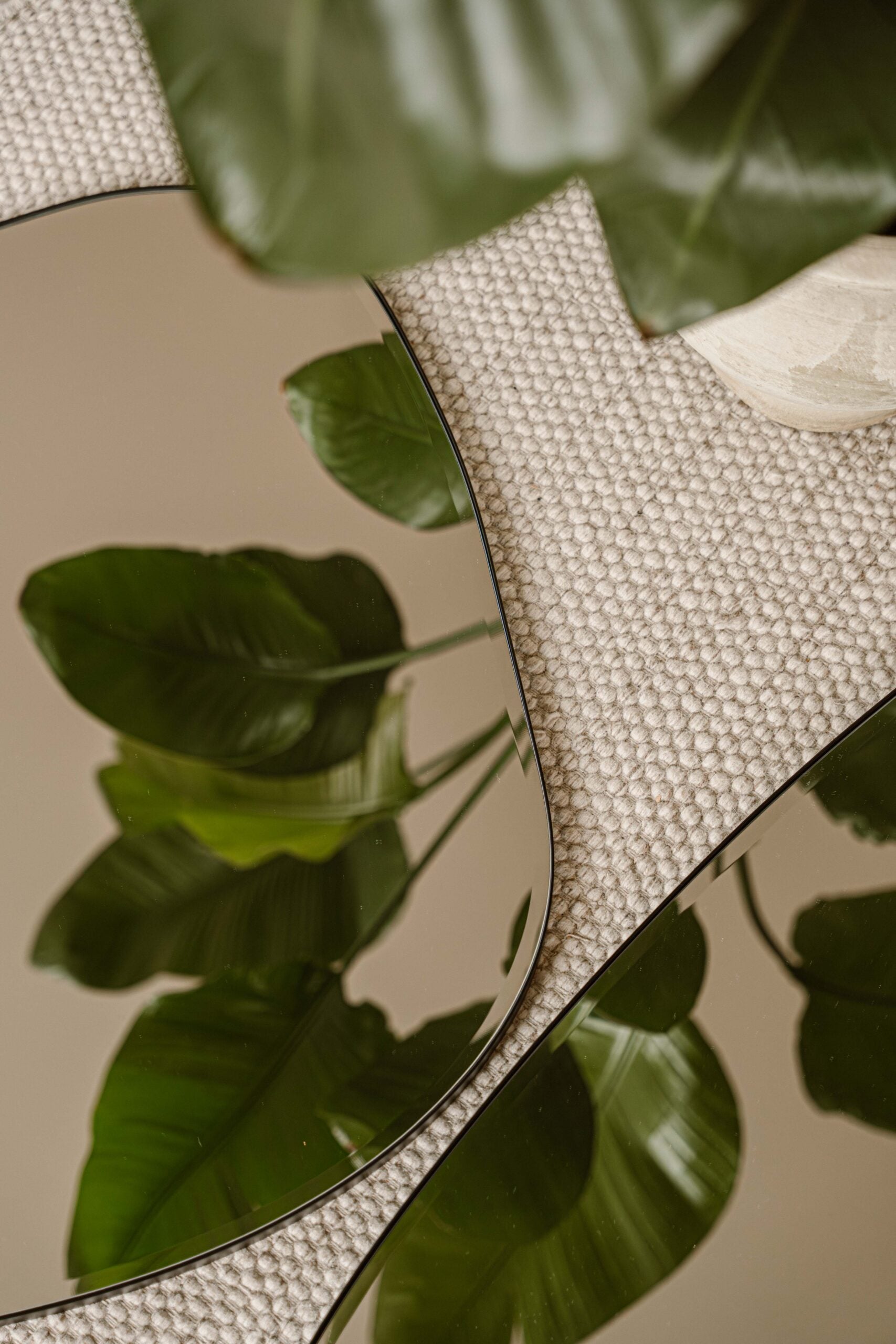 Asymmetrical Wall Mirror Black Pearl | Black Edge & Beveled Edge | 80 x 70 cm | Indore Home