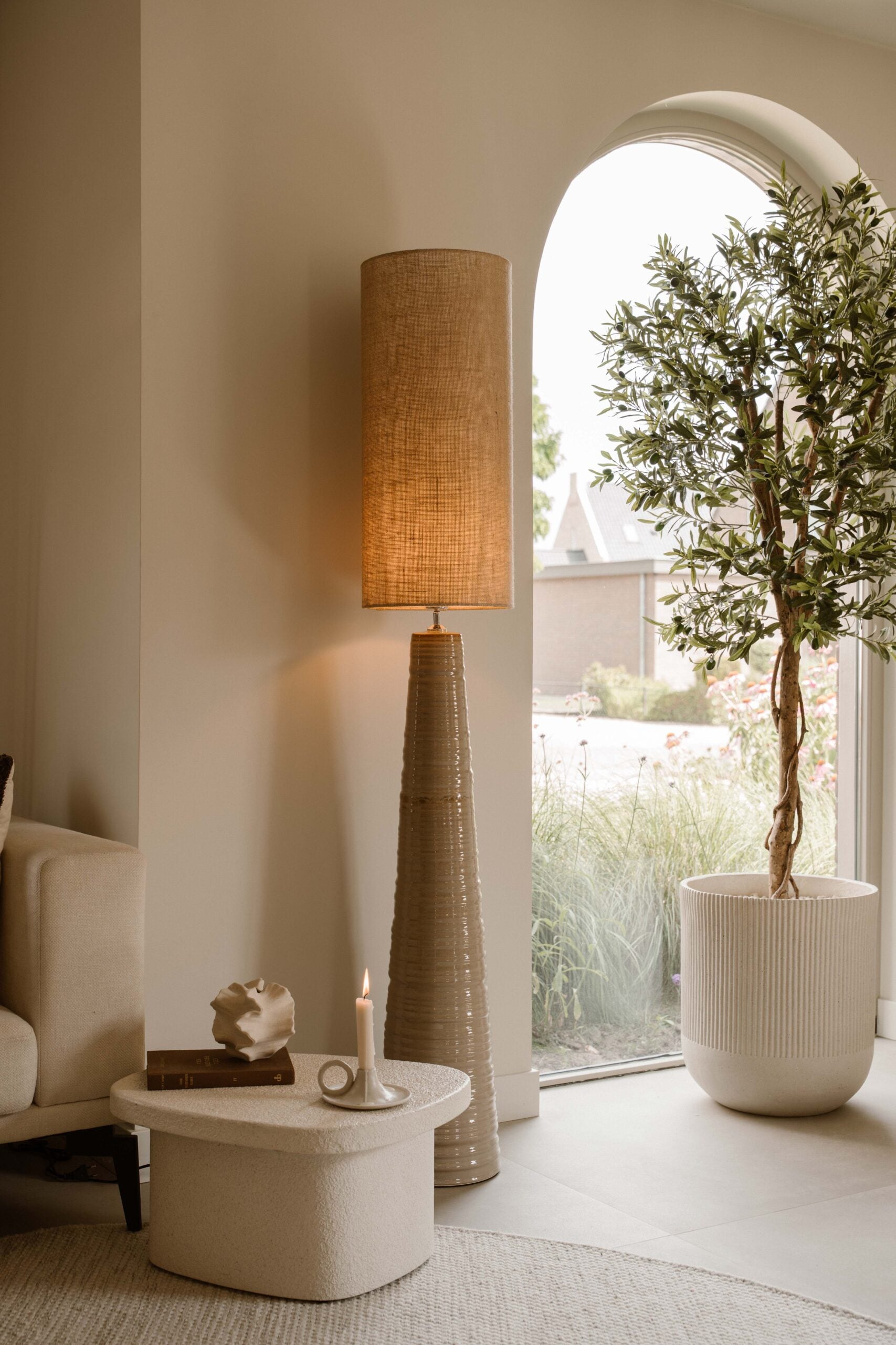 Indore Home - Sorrento - Floor Lamp - Beige